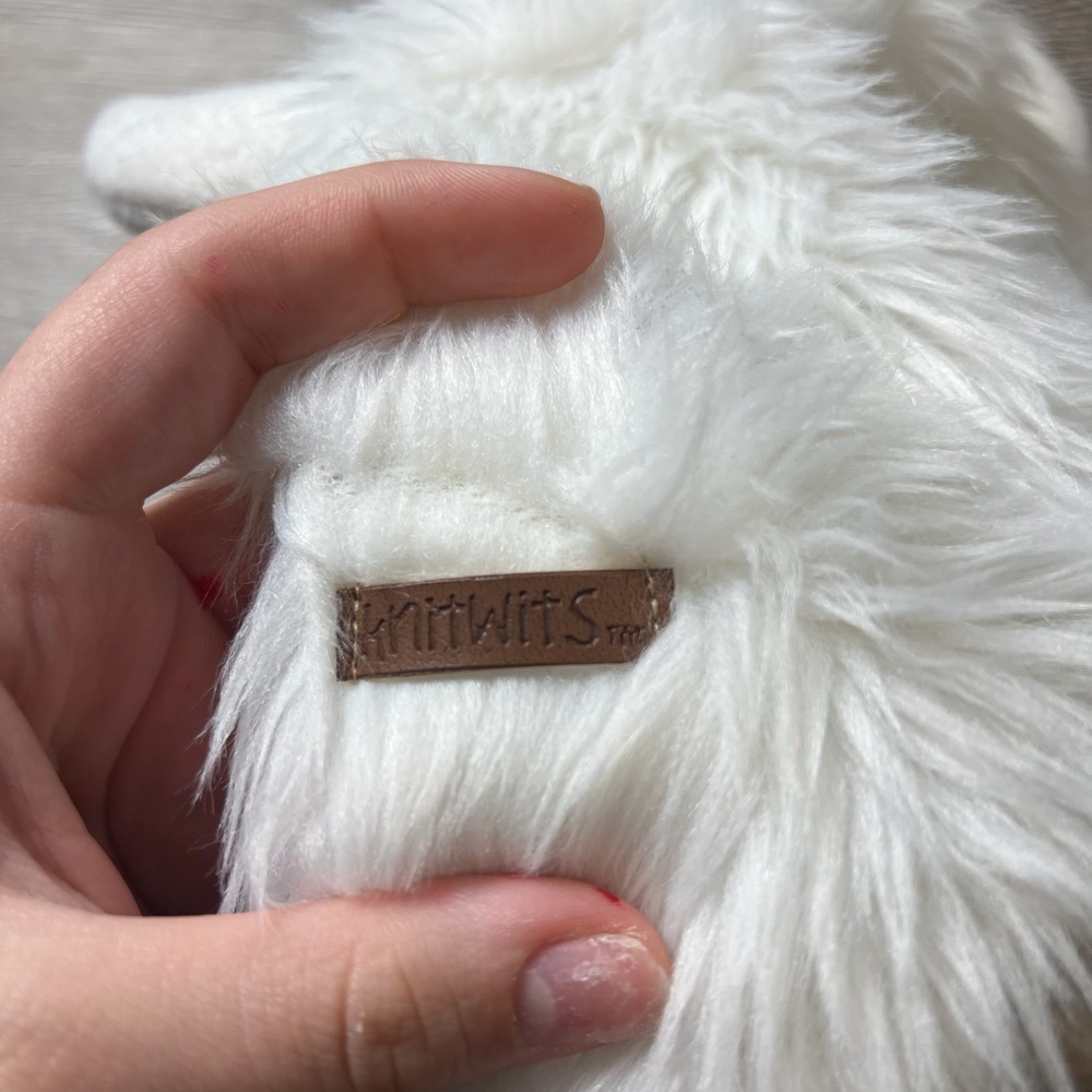Knitwits Yeti Monster Trapper Hat Unisex OS White Wool Faux Fur Earflap Beanie - Picture 6 of 11